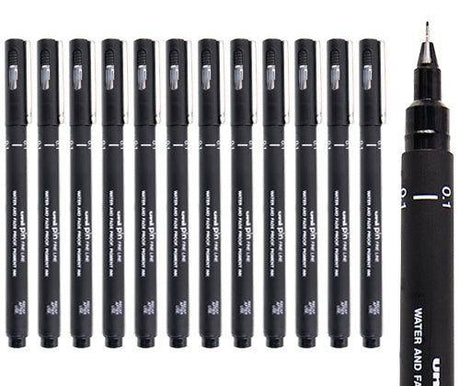 Uni Pin Fine Line Pen Pack of 12