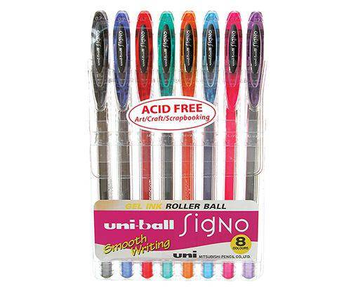 Signo Gel Ink Pen 0.7mm Assorted Pack of 8