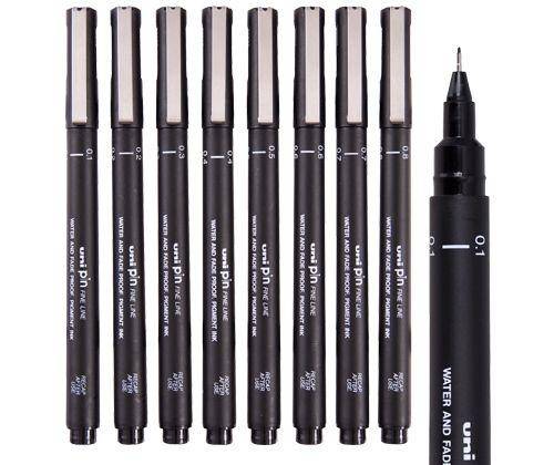 Uni Pin Fine Line Pen Assorted Pack of 8