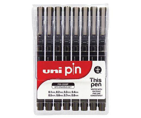 Uni Pin Fine Line Pen Assorted Pack of 8