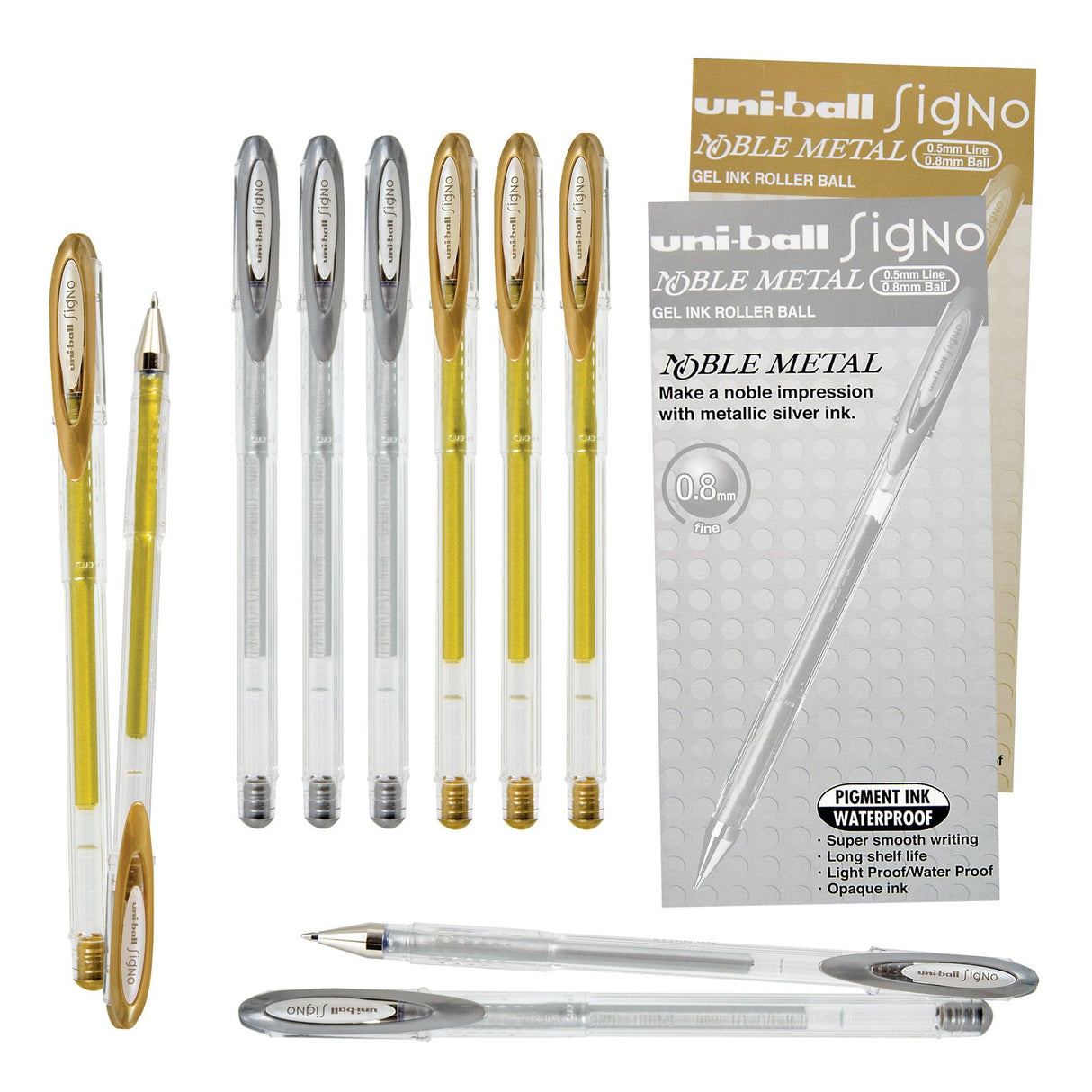 Signo Fine Gel Ink Metallic Pens Pack of 12