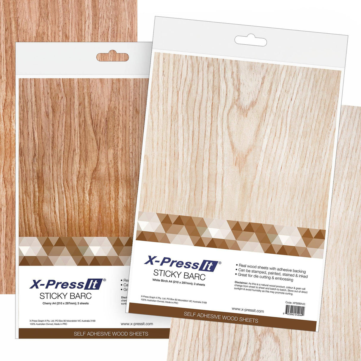 Sticky Barc Wood Veneer Sheets Pack of 3