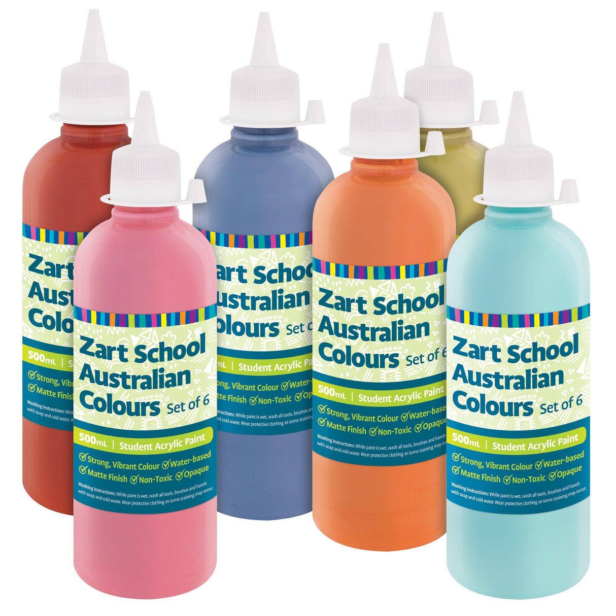 Zart School Australian Colours Acrylic Paint Set of 6