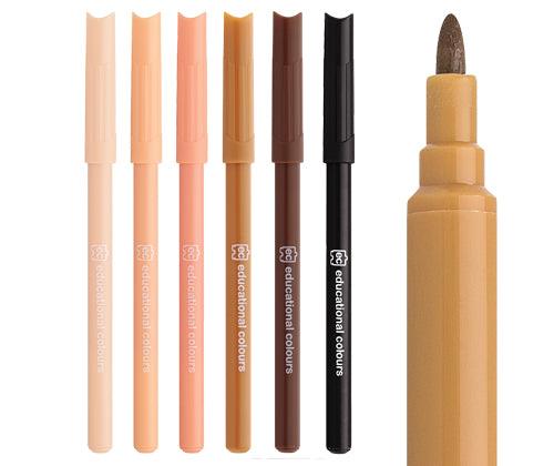 Skin Tone Coloured Markers Set of 6