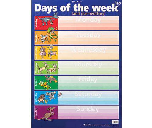 Days of the Week Daily Planner Wall Chart