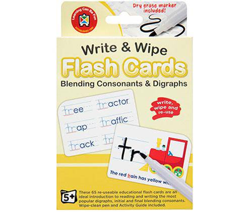 Write and Wipe Flash Cards Blend Consonants with Marker