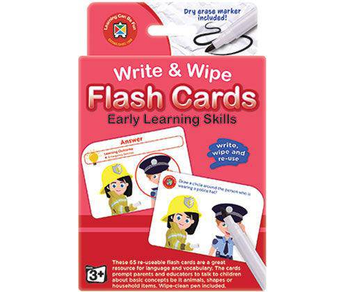 Write and Wipe Flash Cards Early Learning Skills with Marker