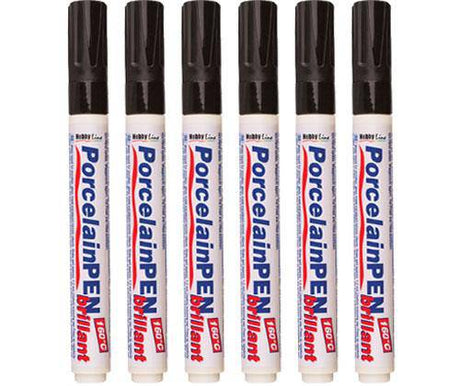 Porcelain Markers Black Pack of 6