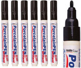 Porcelain Markers Black Pack of 6