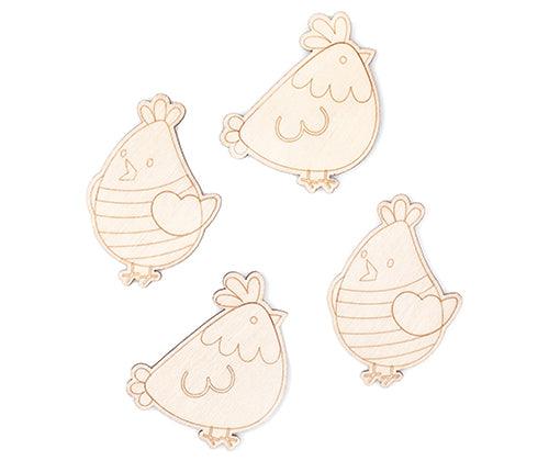 Wooden Easter Chicken Shapes Pack of 4