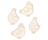 Wooden Easter Chicken Shapes Pack of 4