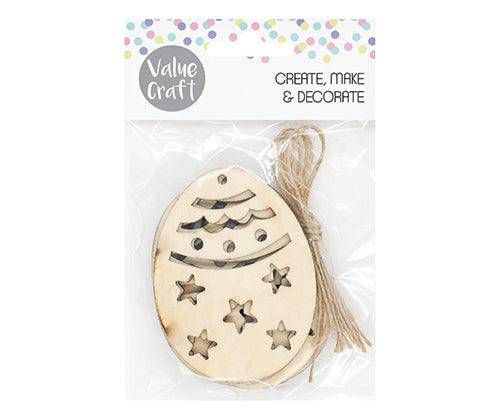 Wooden Easter Egg Baubles Pack of 6