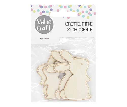 Wooden Easter Rabbit Shapes Pack of 4