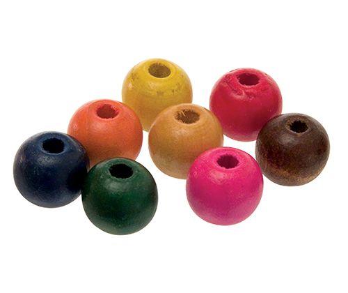 Beads Wooden Assorted Colours Pack of 100