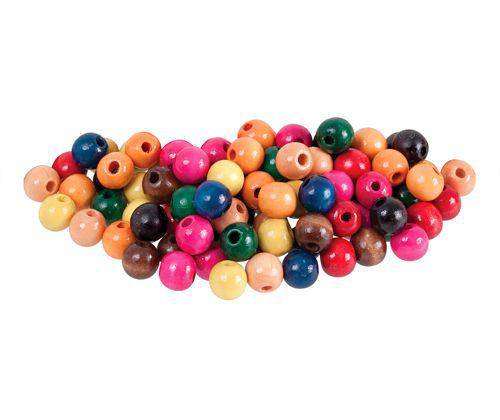 Beads Wooden Assorted Colours Pack of 100