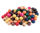 Beads Wooden Assorted Colours Pack of 100