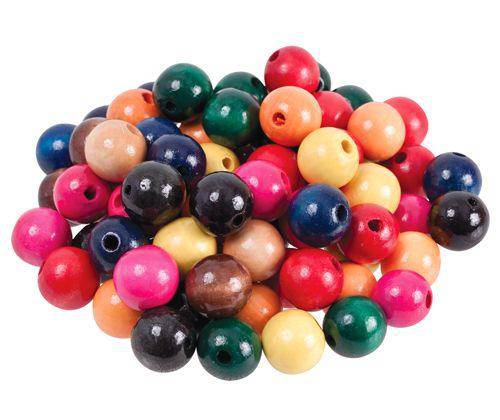 Beads Wooden Assorted Colours Pack of 100