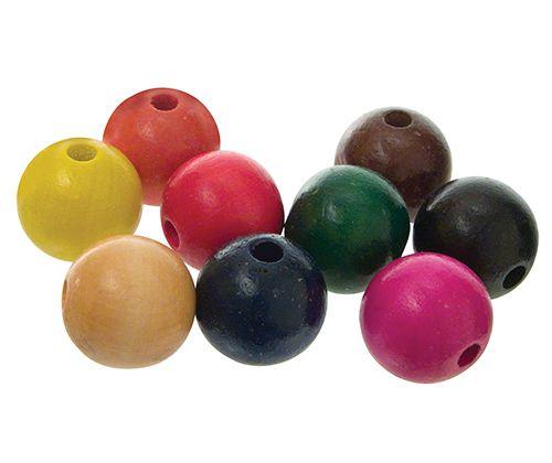 Beads Wooden Assorted Colours Pack of 100