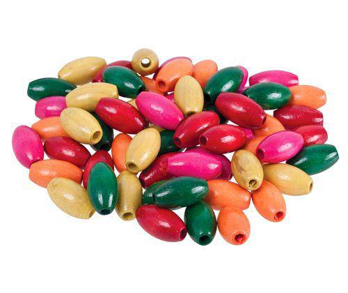 Beads Wooden Oval 14x25mm Assorted Pack of 100