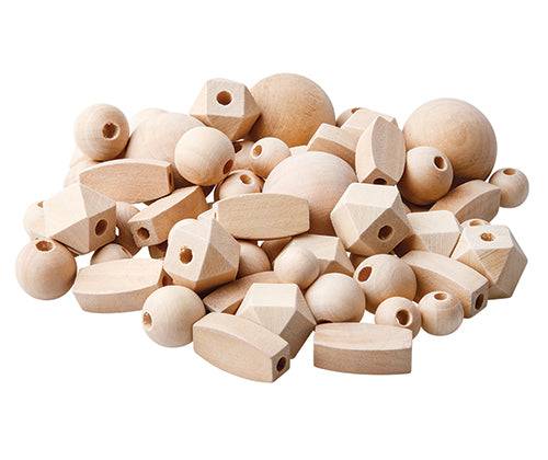 Wooden Natural Beads Assorted Pack of 92