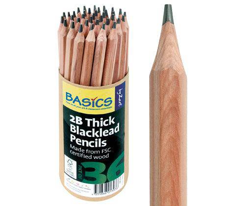 Pencils Blacklead Thick 2B Pack of 36