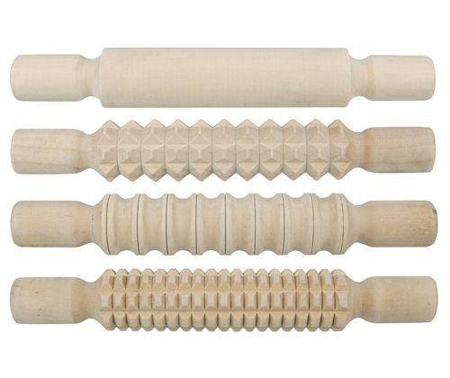 Pattern Rolling Pins Wooden Pack of 4