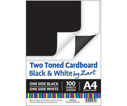 Two Toned Cardboard Black and White by Zart Pack of 100