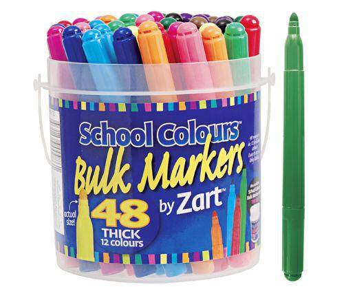 School Colours Thick Markers Pack of 48 Zart