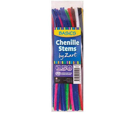 Basics Chenille Stems Coloured 30cm Pack of 150