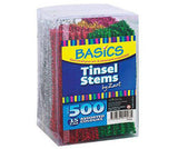 Basics Coloured Tinsel Stems 15cm Pack of 500