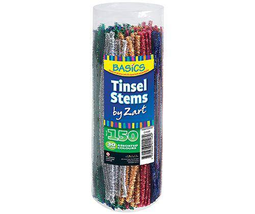 Basics Coloured Tinsel Stems 30cm Pack of 150