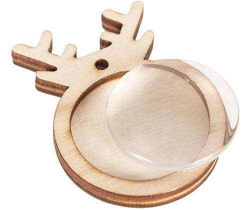 Wooden Reindeer Pendants with Cabochon Pack of 10