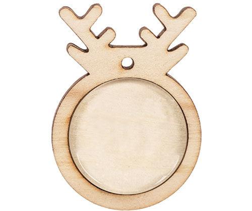 Wooden Reindeer Pendants with Cabochon Pack of 10