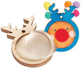 Wooden Reindeer Pendants with Cabochon Pack of 10