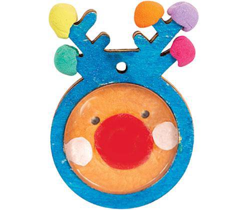 Wooden Reindeer Pendants with Cabochon Pack of 10