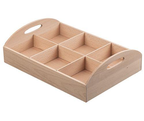 Wooden Tray 30.5 x 42.5cm with Compartments