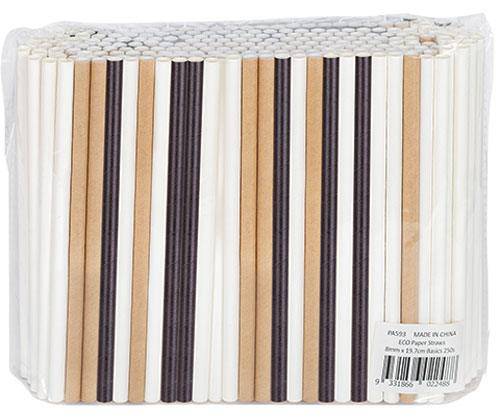 ECO Paper Straws 8mm x 19.7cm Basics Pack of 250