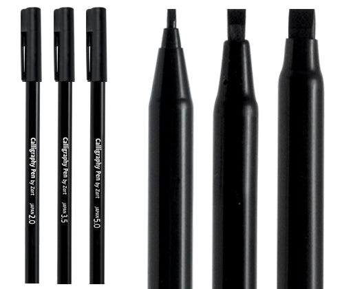 Calligraphy Pen Assorted Sizes Black Pack of 3 - Zart