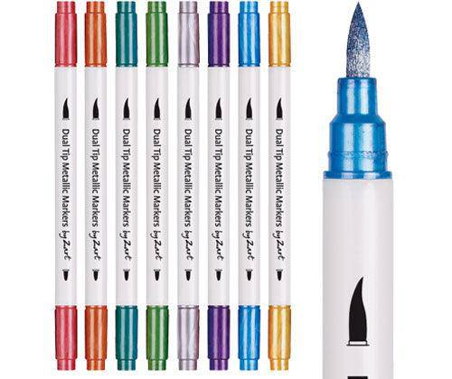 Dual Tip Metallic Coloured Markers Pack of 8