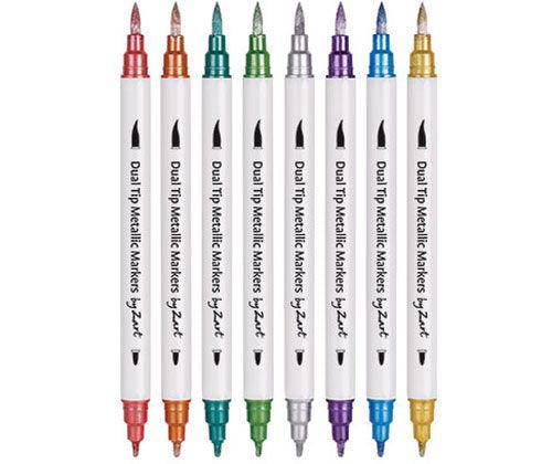 Dual Tip Metallic Coloured Markers Pack of 8