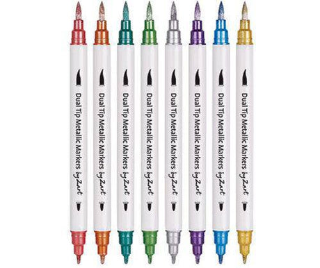 Dual Tip Metallic Coloured Markers Pack of 8