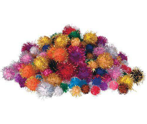 Basics Pom Poms Glitter Colours Pack of 200