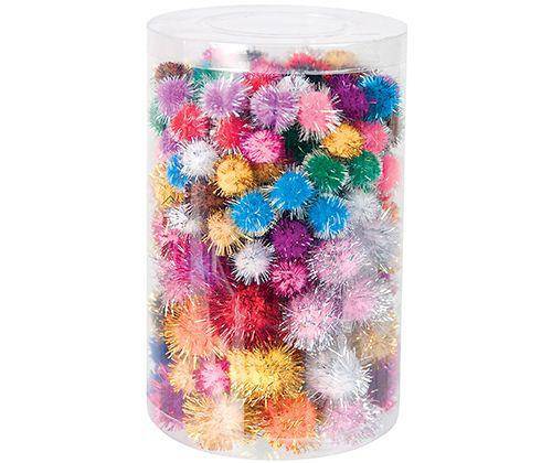 Basics Pom Poms Glitter Colours Pack of 200