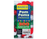 Pom Poms Christmas Colours Pack of 300