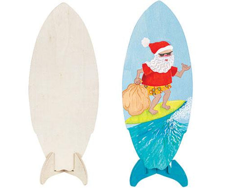 Wooden Surfboard with Stand