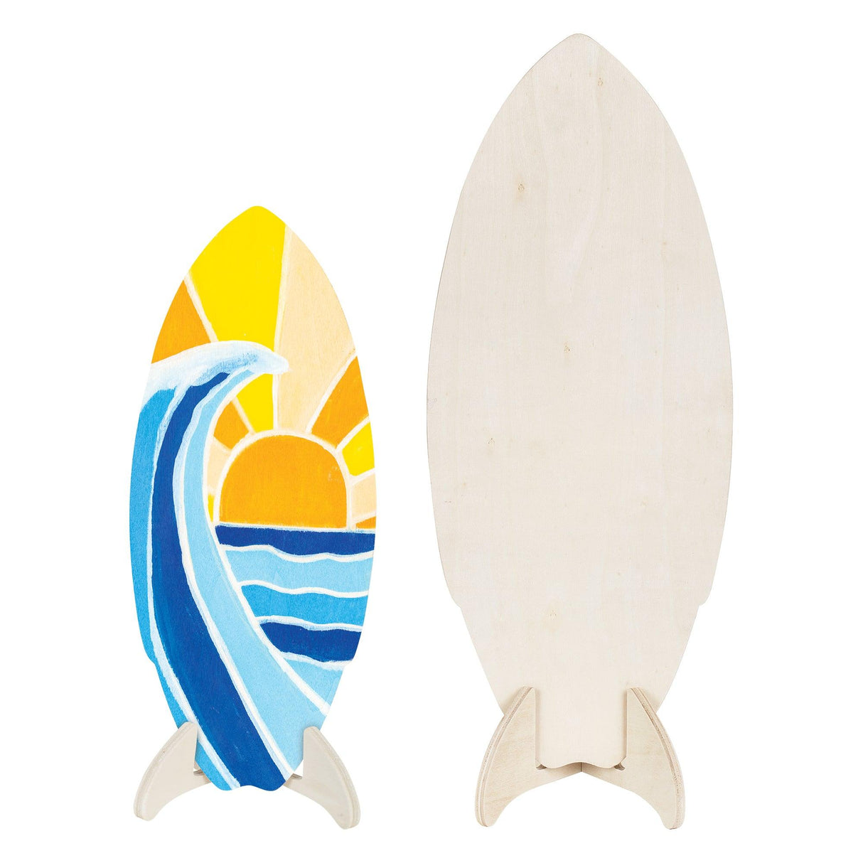 Wooden Surfboard with Stand