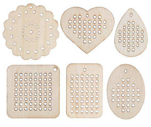 Wooden Threading Shapes Assorted Pack of 30