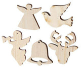 Wooden Xmas Shapes Large Assorted Pack of 30